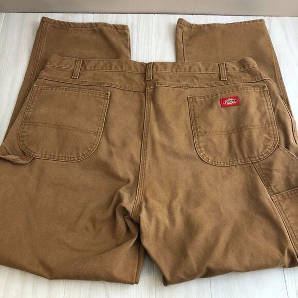 Dickies Mens Tan/Brown Carpenter Cargo Utility Work Pants Zip Closure No Tag W42 - Picture 5 of 13